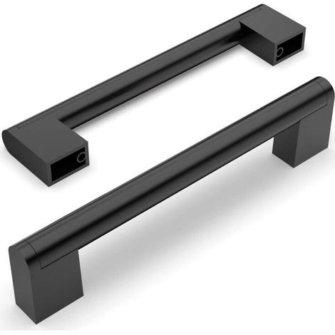5 Pcs Black Stainless Steel Kitchen Cabinet Handles, 128mm Center Distance for Kitchen Cabinet Door Handles (1/5)