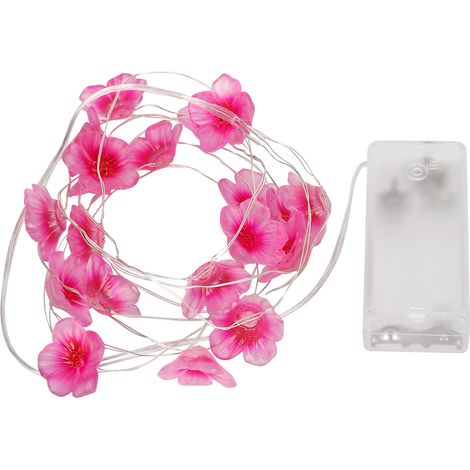 Guirlande Lumineuse LED Extensible Fleur Rose Rouge pour Décoration Extérieure