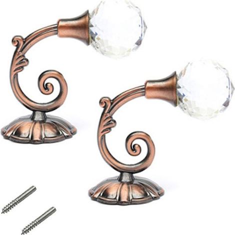 Deux embrasses de rideaux en cristal transparent, des crochets muraux à pompons pour rideaux, des crochets pour rideaux, des cintres, des cintres pour manteaux, des porte-chapeaux, des porte-serviette (1/5)