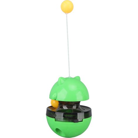 Distributeur de friandises pour chat, jouet distributeur de nourriture pour chat, balle interactive, puzzle pour chatons, jouet d'alimentation vert (1/5)