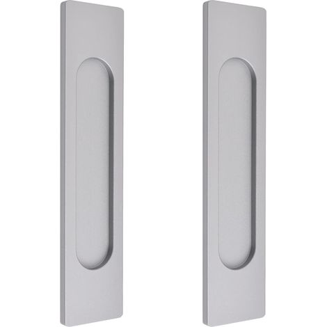 ZOLGINAH Manijas ovaladas autoadhesivas para puertas corredizas, 2 manijas de aleación de aluminio gris mate para puertas corredizas, ventanas y gabinetes (1/5)
