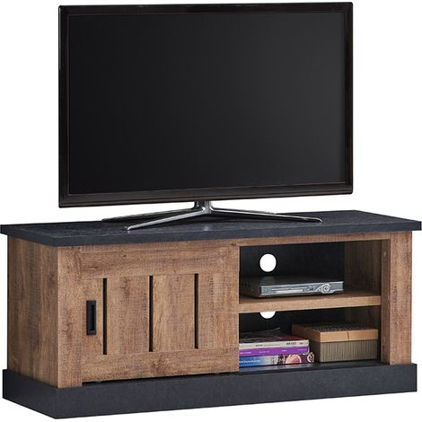 Meuble TV 1 porte coulissante 2 niches Edouard (1/3)