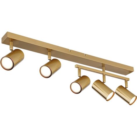 Barre de spots de plafond couleur or brossé 5x GU10
