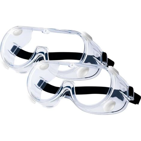 Safety Glasses, 2 Pairs of Clear Protective Glasses, Anti-fog Glasses, Side Protection Glasses, Work Safety Glasses, UV Protection Glasses, for DIY, Construction (1/5)