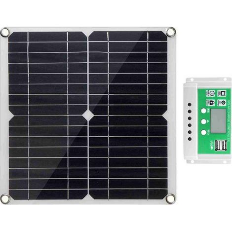 Kit panneau solaire 20 W 12 V, panneau solaire monocristallin + contrôleur de charge PWM 100 A + pinces de batterie pour camping-car, bateau, système hors réseau (1/5)