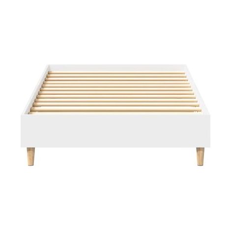 Cadre de lit sans matelas, blanc, 90 × 200 cm, en bois composite, meuble de chambre, design contemporain, montage facile (1/5)