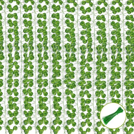 Guirlande de 12 feuilles artificielles de pastèque Bcc, feuilles artificielles avec attaches de câble, guirlande végétale pour décoration murale, jardin, mariage, fête (1/5)