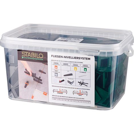 Stabilo Fliesen Verlegehilfe Nivelliersystem Set 3 mm Zuglaschen Keile Zange (1/4)
