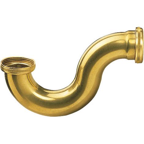 Nicoll – Siphon évier tube laiton grand débit – Garde eau 50 mm – Hauteur 130 mm – Ø 40 mm – Siphon forme S pour baignoire et évier