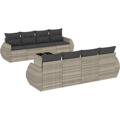 Maison Exclusive - Set muebles jardín 9 pzas y cojines ratán sint (1/5)