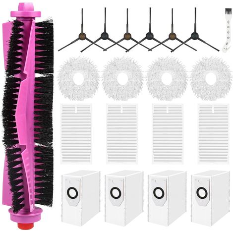 20 accesorios para el robot aspirador Eureka J12 Ultra. Repuestos: 1 cepillo principal, 4 filtros HEPA, 4 mopas, 6 cepillos laterales, 4 bolsas para polvo y 1 cepillo de limpieza. (1/5)