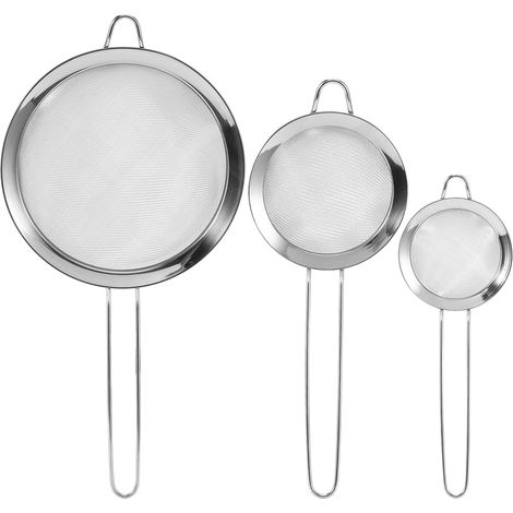 3 Pièces Filtre en Acier Inoxydable Tamis à Farine Passoire Alimentaire Ustensiles de Cuisine (1/5)