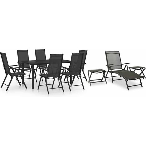 vidaXL Juego de comedor de jardín 10 piezas negro y gris antracita (1/5)