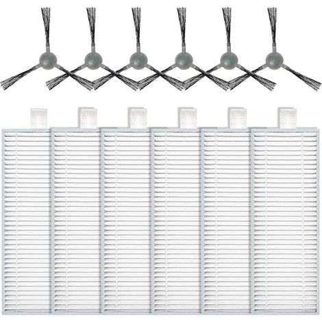 Accessoires pour Lefant M210 M210P M210S M210B M213 M213S, pour OKP Life K2 K3 K3A K5 K6 Robot aspirateur Pièce de rechange, 6 filtres HEPA + 6 brosses latérales (1/5)