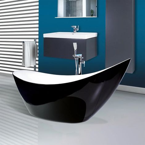 Synergy Lugano 1750mm Freestanding Black Bath