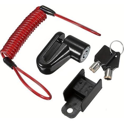 Alarma antirrobo para freno de disco de motocicleta, 110 dB, fabricada en aleación de aluminio, pasador de 7 mm, color rojo (negro y rojo B). (1/5)