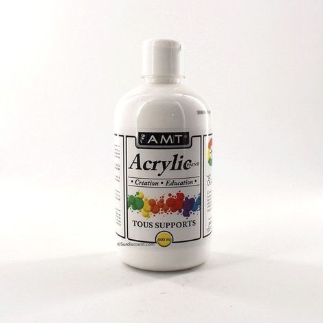 Peinture Acrylique en bouteille blanc 500ml - Amt (1/3)