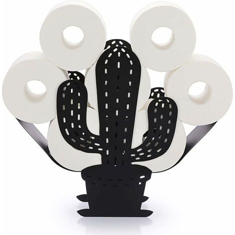 Toilettenpapierrollenhalter, Papierhalter aus Metall, kaktusförmige Papieraufbewahrung für das Badezimmer (Schwarz) (1/5)