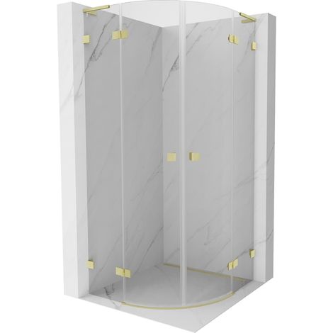 Mexen Lunar L Rundduschkabine klappbar 100 x 100 cm, transparent, gebürstetes Gold - 833L-100L-100P-55-00 (1/5)