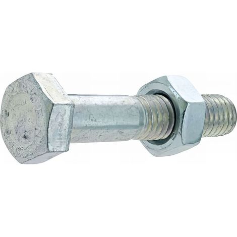 100 boulons tête hexagonale filetage total acier zingués blanc 8/8 - diamètre 12,0 mm - Longueur 30 mm mm