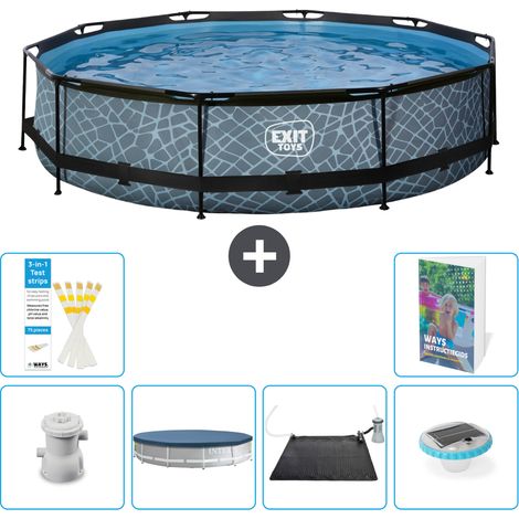Exit Pool Rund - Steinoptik - 360x76 cm - 7-teilig S328