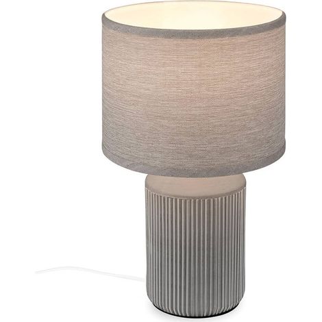 Briloner BT10039 Lampada da tavolo Ceramica Tessuto E14 10W IP20 stile Moderno colore Grigio