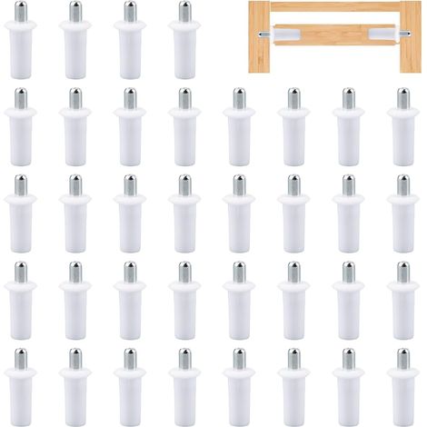 Chevilles de réparation à ressort, lot de 36 pièces en plastique pour stores, pour portes d'armoire, meubles de cuisine, étagères, support, diam. 6,5 mm / 0,26 pouces (Blanc) (1/5)