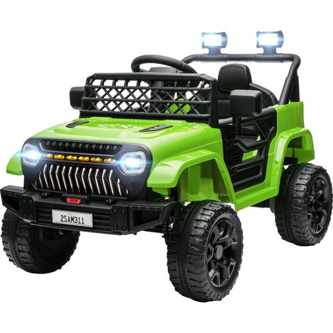 Voiture électrique enfant 12V avec télécommande, vitesse réglable, USB, phares, klaxon vert