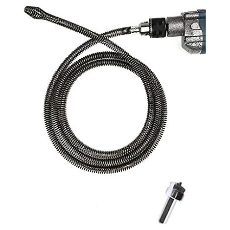 Outil de Dragage D'égout à Ressort, Drain Serpent Débouchage Avec Adaptateur Perceuse, pour évier Cuisine Baignoire Toilette Bouchée (3m) - 3m (1/5)