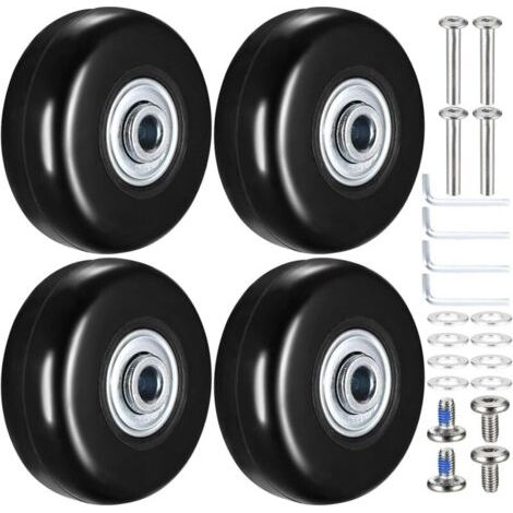 4 Pcs Roulettes de Valise de Remplacement, Roues de Remplacement pour Valise, 50x18mm Roues de Bagages de Remplacement, Roues de Chariot de Remplacement en Caoutchouc pour Valises et Trolleys (1/5)