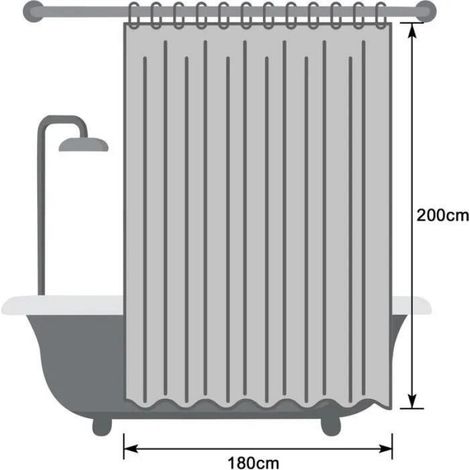 Rideau de douche imperméable anti-moisissures 180x200 cm, polyester lavable, motif géométrique noir (1/5)
