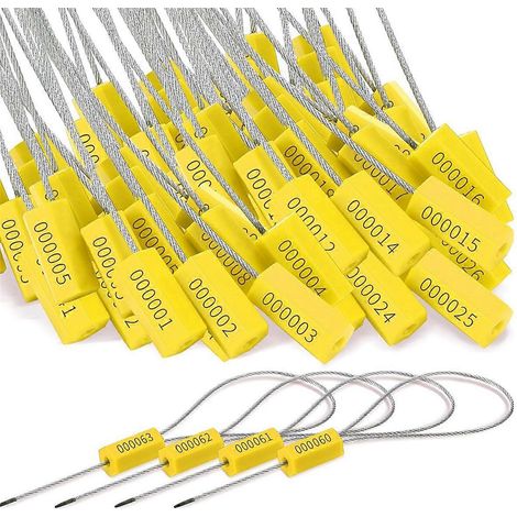 120 scellés de sécurité métalliques pour câbles en acier, jaunes (1/5)