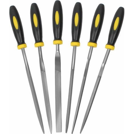 Ensemble de 6 limes, limes aiguilles de 5,5 pouces, ensemble de limes en acier au carbone de 3 mm de diamètre avec manche, convient pour le métal, le bois, le verre, le cuir, les bijoux, etc. (1/5)