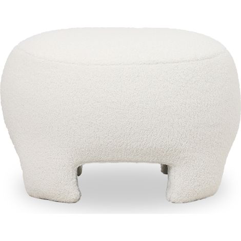 Gepolsterter Hocker - Pouf aus Bouclé-Stoff - Magnolia Weiß (1/4)