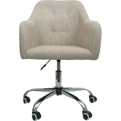 [JAMAIS UTILISÉ] Chaise de bureau HHG-123, chaise pivotante chaise de bureau chaise d'ordinateur fauteuil de bureau chaise, avec accoudoirs, tissu/textile crème