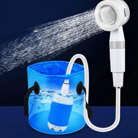 Pompe de douche de camping rechargeable - Débit réglable pour les voyages