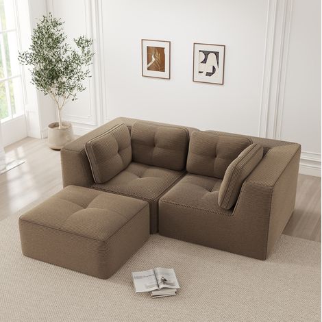 canape dangle modulable 2 places velours cotele marron OKMYHOME (1/5)