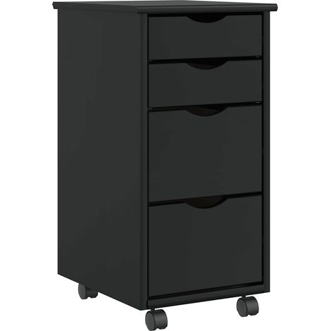 Armoire roulante avec tiroirs-Meuble de rangement MOSS noir bois de pin solide 732511 (1/5)