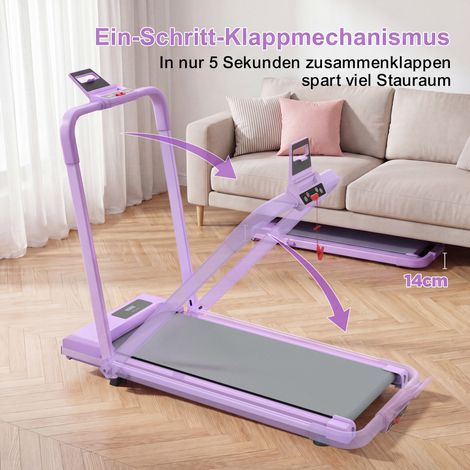 Tapis de course bureau pliable 2-en-1, inclinaison réglable, compact et portable pour marche, jogging et running, charge max 120 kg. (1/5)