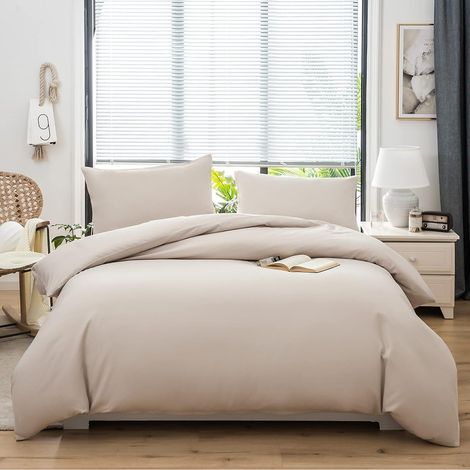 Bettwäsche Mikrofaser 2 Kissenbezüge 80x80 110g m2 200 x 220 cm Beige (1/5)