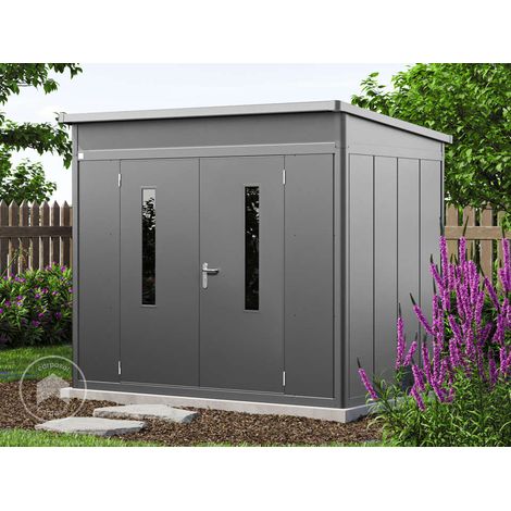 GFP Primeyard Caseta de jardín metálica 263x180x231 cm Cobertizo exterior tejado a un agua antracita (1/5)