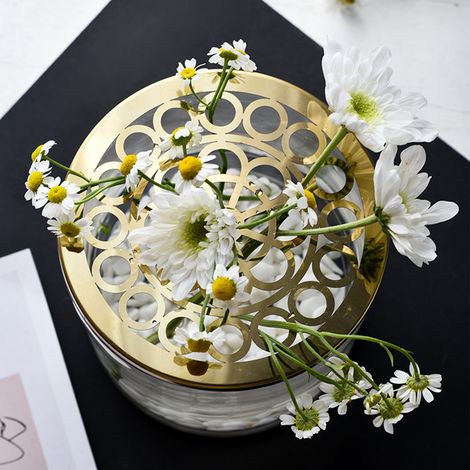 Couvercle insert à fleurs grille en métal pour centre de table maison diamètre 15,2 cm (1/5)