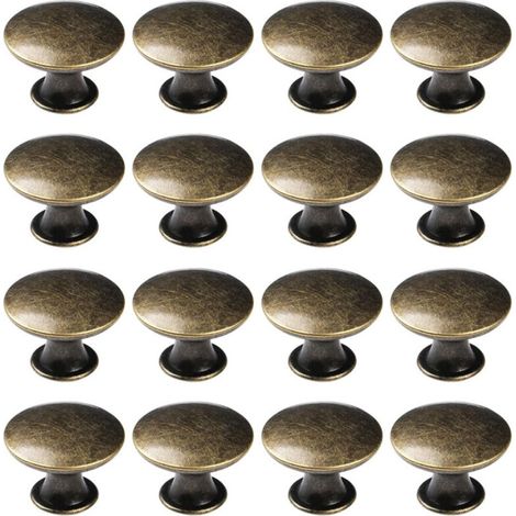 Set mit 16 runden Küchenschrankgriffen, Kommodengriffen und Schubladengriffen mit Schrauben, Bronze, 3 cm Durchmesser (1/5)