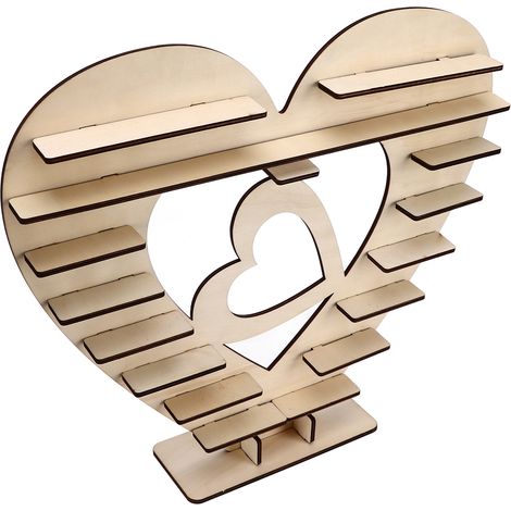 Herzförmiger Schokoladenständer aus Holz, umweltfreundlich, einfach aufzubauen, robust, wiederverwendbar, Mini-Kuchenständer für Partys und Hochzeiten (1/5)