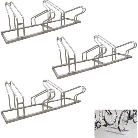 Fahrradständer für 12 Fahrräder höhenversetzt 420 x 45 cm Stahl feuerverzinkt grau 6x2 Bodenparker Reihenparker (1/5)