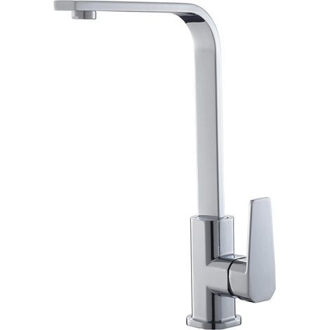 Robinet de cuisine carré, robinet dévier de cuisine chaud et froid, Tube plat à fond en cuivre, argent brossé (1/5)