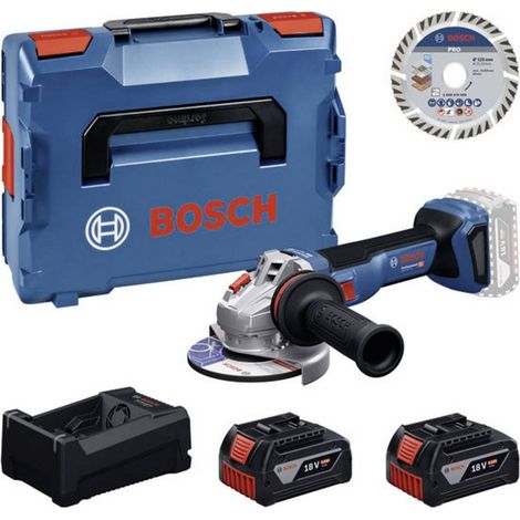 Bosch Kit d'outils : GWS 18V-11 S + 2x GBA 5.0Ah + GAL + disque à tronçonner 125 en L-BOXX