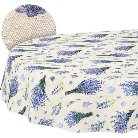 Nappe enduite Lavande Violet Ovale 200x140 cm intérieur/extérieur (1/5)
