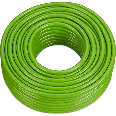 Relaxdays Tubo Flessibile da Giardino 50 m, Pompa Irrigazione Aiuole e Prati, Attacco 1/2", in Plastica, Verde Chiaro