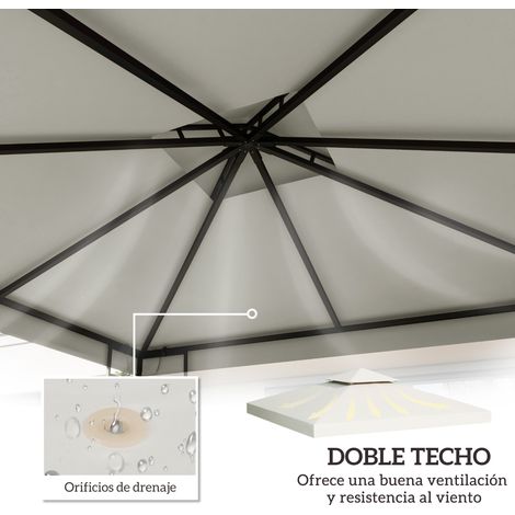 Toit de rechange pour gazebo, 3 x 3 m, bâche double avec 8 trous de drainage et protection UV, auvent de rechange uniquement pour pavillon de jardin, couleur crème. (1/5)